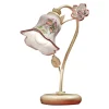 Ferroluce Vintage Tischlampen-Tischlampe aus Metall und handverzierter Keramik mit Rose - Pisa