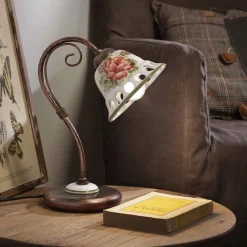 Ferroluce Vintage Tischlampen-Tischlampe aus Metall und handgefertigter Keramik mit Passanastri - Neapel