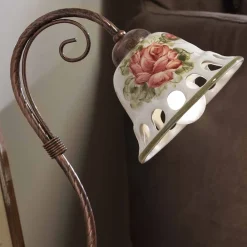 Ferroluce Vintage Tischlampen-Tischlampe aus Metall und handgefertigter Keramik mit Passanastri - Neapel