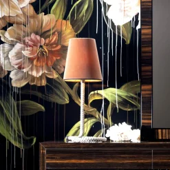 Grilli Design Tischlampen-Tischlampe aus Stoff und Leder Snake in Italien hergestellt