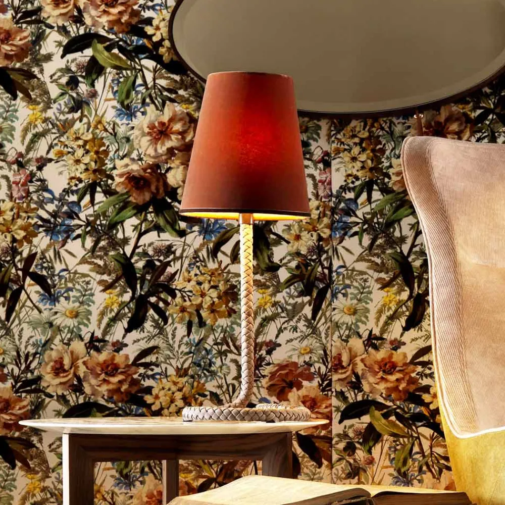 Grilli Design Tischlampen-Tischlampe aus Stoff und Leder Snake in Italien hergestellt