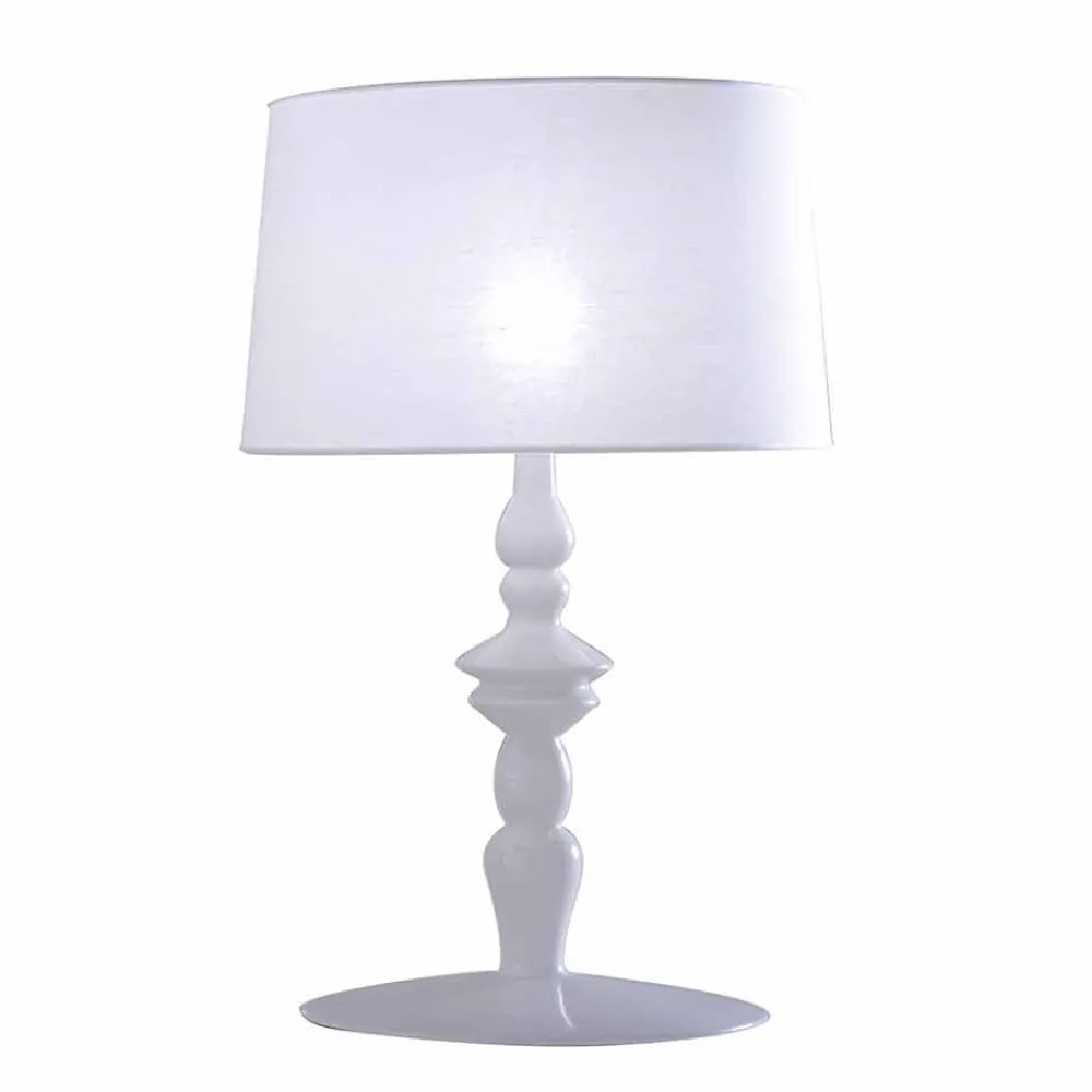 Viadurini Lighting Design Tischlampen-Tischlampe aus weißem Keramik- und Leinenlampenschirm 2 Abmessungen - Cadabra