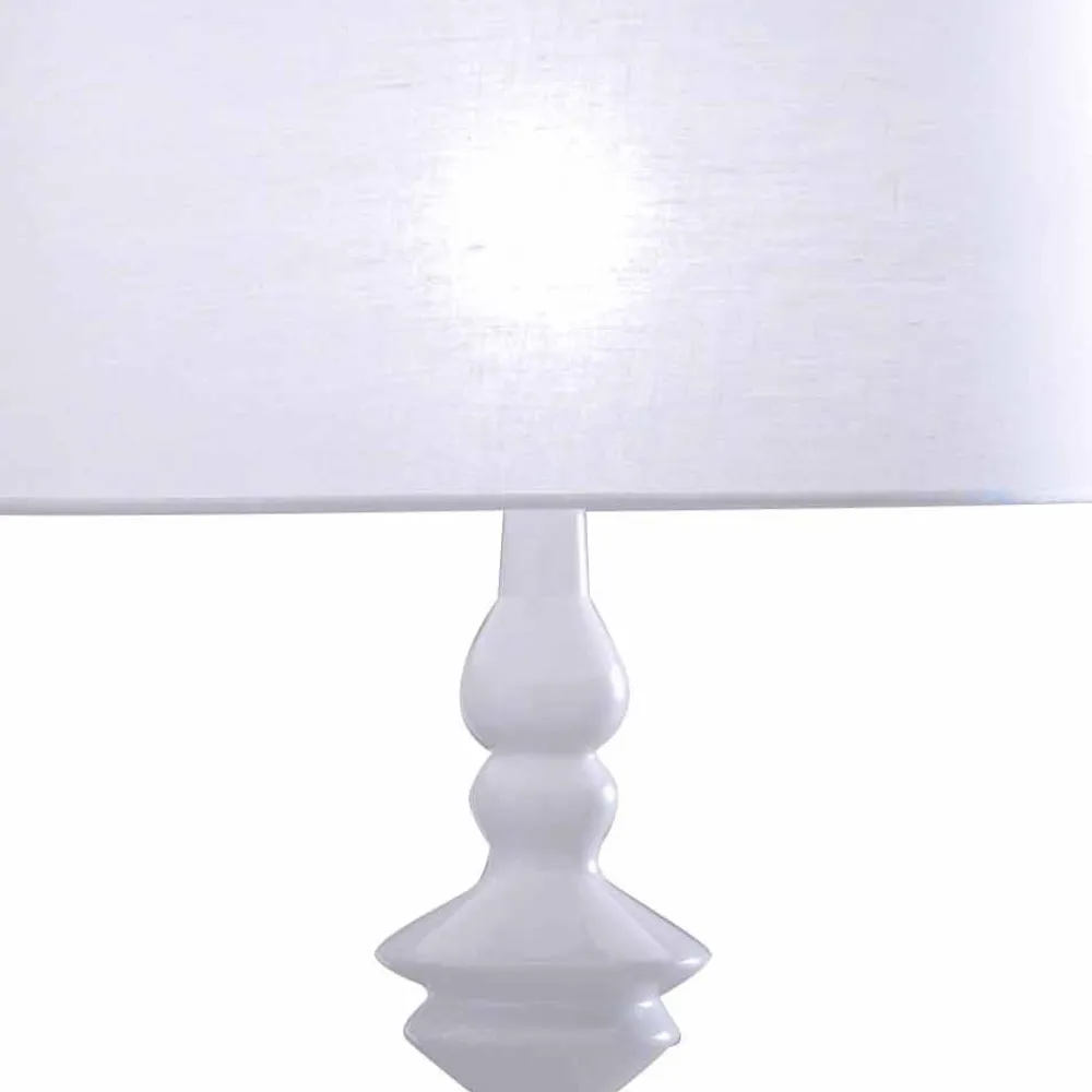 Viadurini Lighting Design Tischlampen-Tischlampe aus weißem Keramik- und Leinenlampenschirm 2 Abmessungen - Cadabra