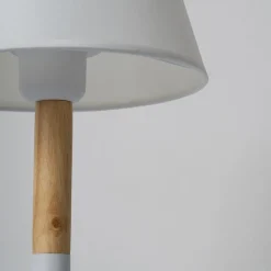 Viadurini Lighting Moderne Tischlampen-Tischlampe aus weißem Metall und Holz mit Lampenschirm aus Segeltuch - Sannah