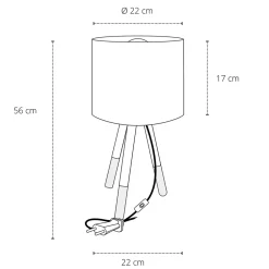 Viadurini Lighting Moderne Tischlampen-Tischlampe aus weißem Segeltuch mit Metall- und Holzstruktur - Fiona