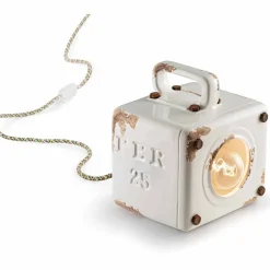 Ferroluce Vintage Tischlampen-Tischlampe im Industrial Look aus Keramik und Eisen Valerie