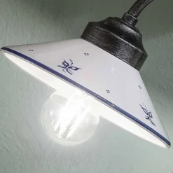 Ferroluce Vintage Tischlampen-Tischlampe im Vintage-Stil aus handbemalter Keramik und Eisen - Asti