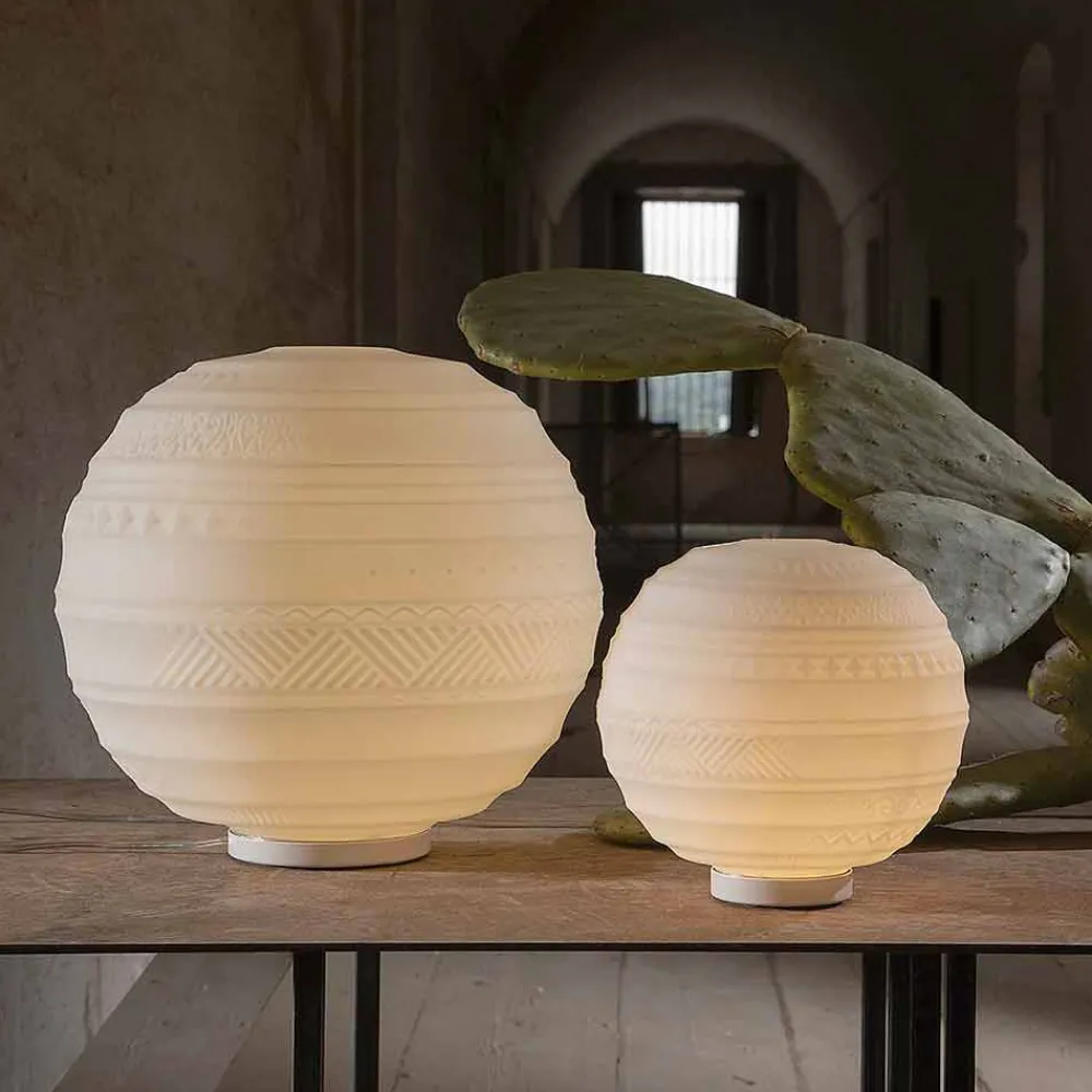 Viadurini Lighting Design Tischlampen-Tischlampe in weißem Satin Glas und Metall Modernes Design - Morse