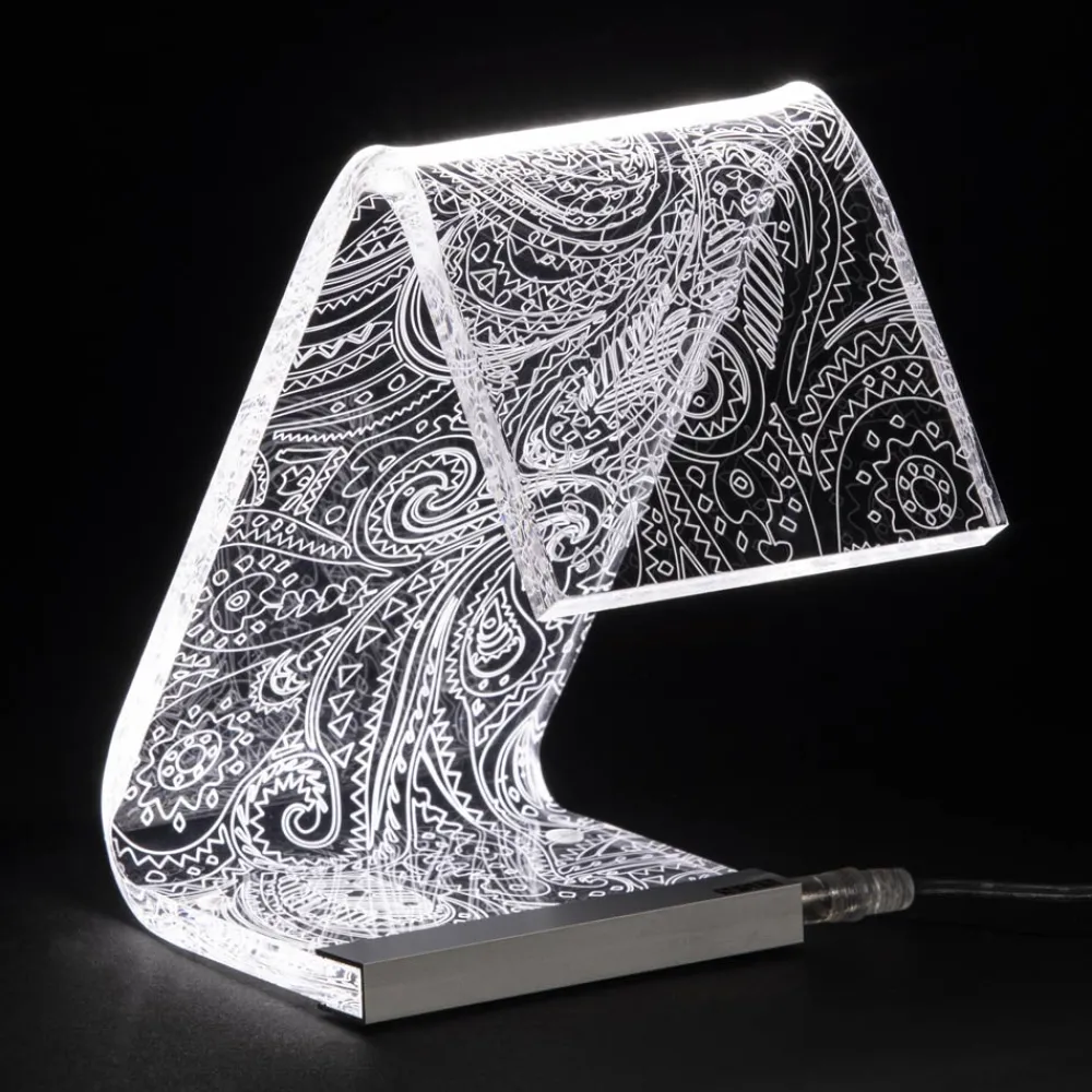 Viadurini Lighting Moderne Tischlampen-Tischlampe Led Kristall Acryl Gefaltet Laser Dekor - Possett