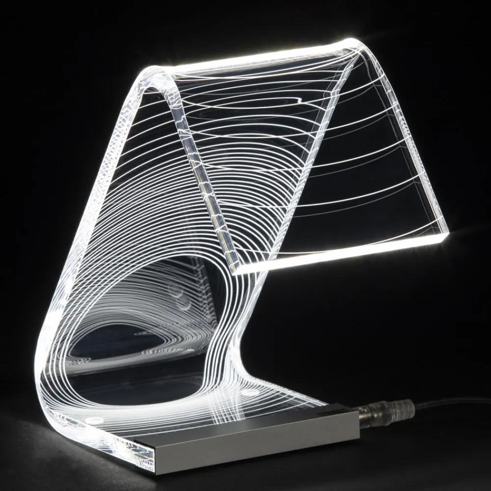 Viadurini Lighting Moderne Tischlampen-Tischlampe Led Kristall Acryl Gefaltet Laser Dekor - Possett
