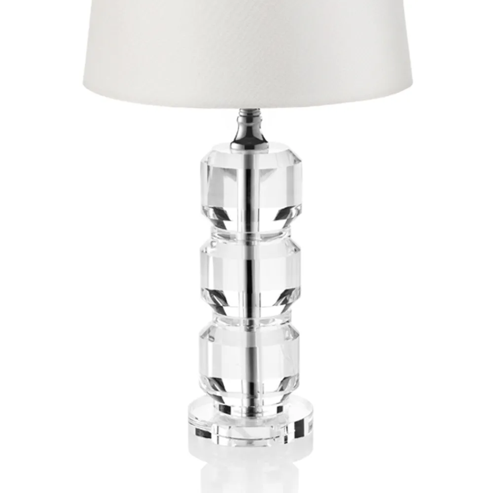 Viadurini Lighting Klassische Tischlampen-Tischlampe mit Kristallsockel und zylindrischem Lampenschirm aus Stoff - Crocca