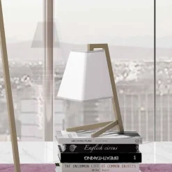 Viadurini Lighting Moderne Tischlampen-Tischlampe mit Struktur aus Metall und Stoff Made in Italy - Barton