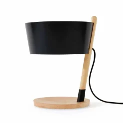 Viadurini Lighting Moderne Tischlampen-Tischleuchte aus Buche mit Details aus Metall und veganem Leder - Avetta