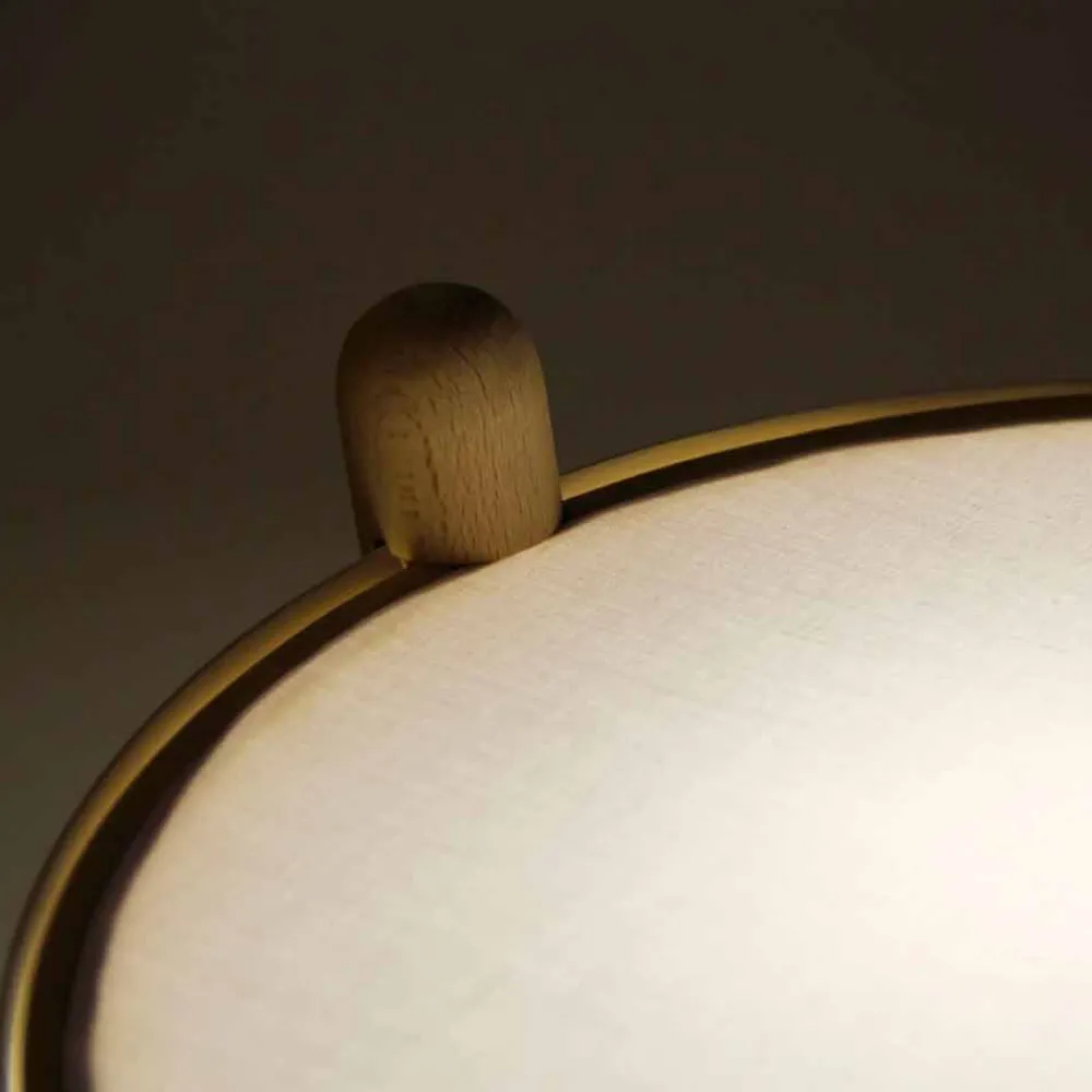 Viadurini Lighting Moderne Tischlampen-Tischleuchte aus Buche mit Details aus Metall und veganem Leder - Avetta