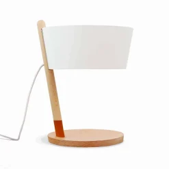 Viadurini Lighting Moderne Tischlampen-Tischleuchte aus Buche mit Details aus Metall und veganem Leder - Avetta