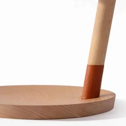 Viadurini Lighting Moderne Tischlampen-Tischleuchte aus Buche mit Details aus Metall und veganem Leder - Avetta