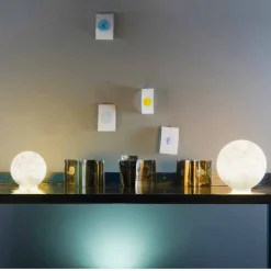 In-es.artdesign Design Tischlampen-Tischleuchte T.moon aus weißem Nebulit