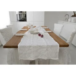 Viadurini Textile Runner-Tischläufer 100% Leinen mit Stickerei von Luxus-Design - Giuggiolo