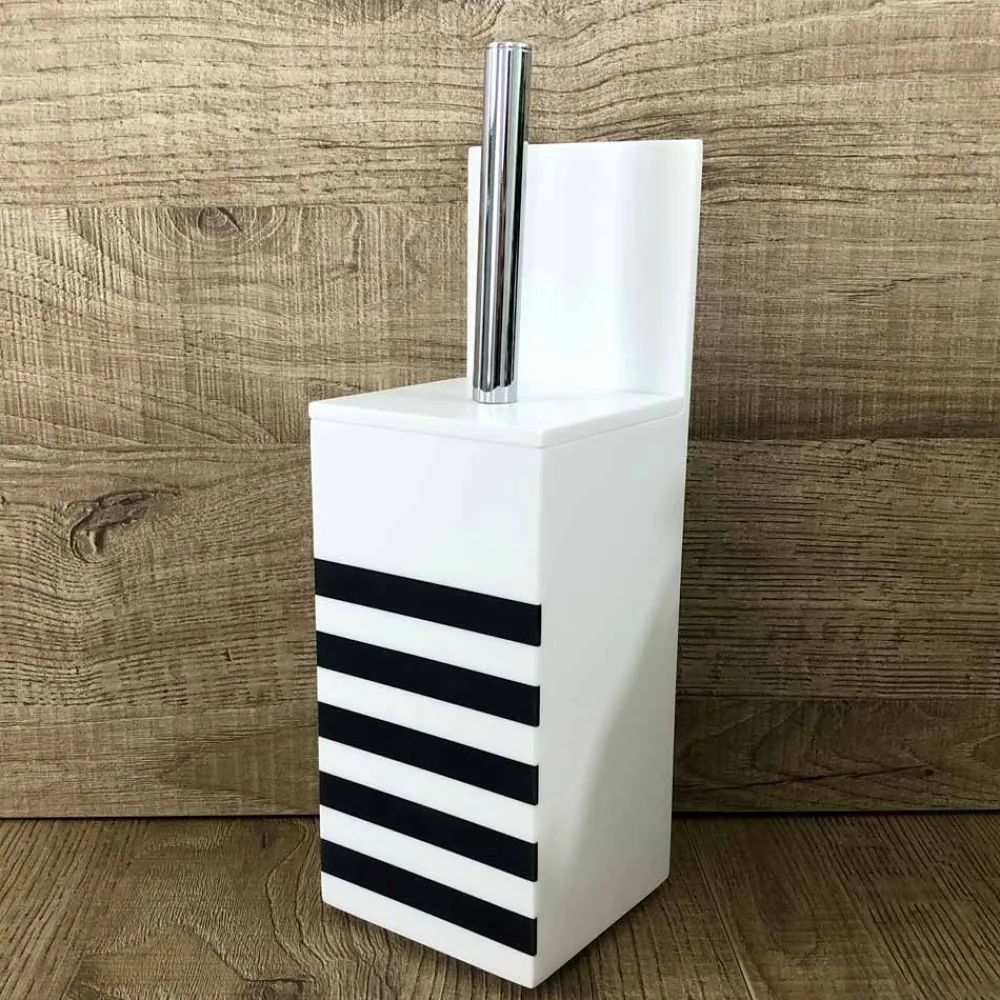 Viadurini Bathroom Badzubehör-Toilettenbürstenhalter aus weißem Corian oder mit schwarzem Einsatz Made in Italy - Elono