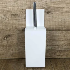 Viadurini Bathroom Badzubehör-Toilettenbürstenhalter aus weißem Corian oder mit schwarzem Einsatz Made in Italy - Elono