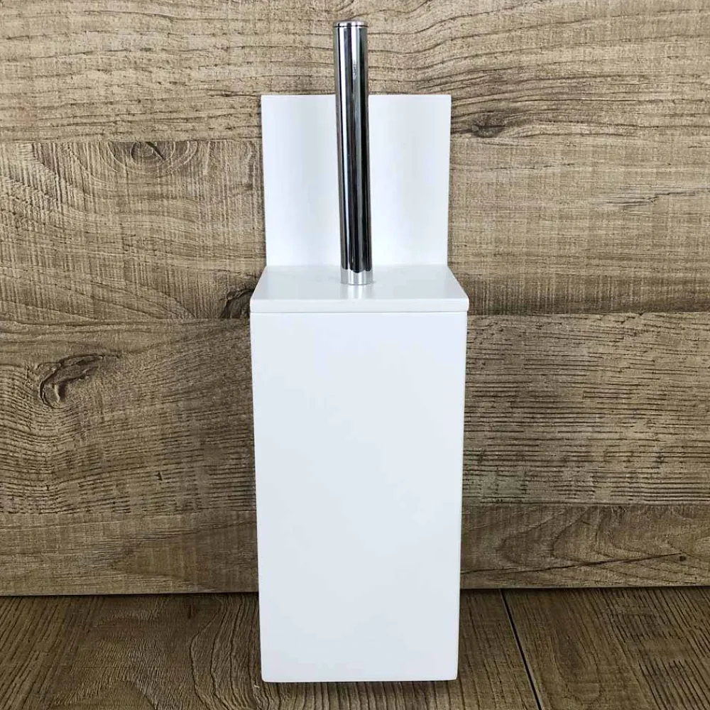 Viadurini Bathroom Badzubehör-Toilettenbürstenhalter aus weißem Corian oder mit schwarzem Einsatz Made in Italy - Elono