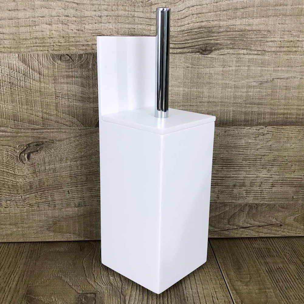 Viadurini Bathroom Badzubehör-Toilettenbürstenhalter aus weißem Corian oder mit schwarzem Einsatz Made in Italy - Elono