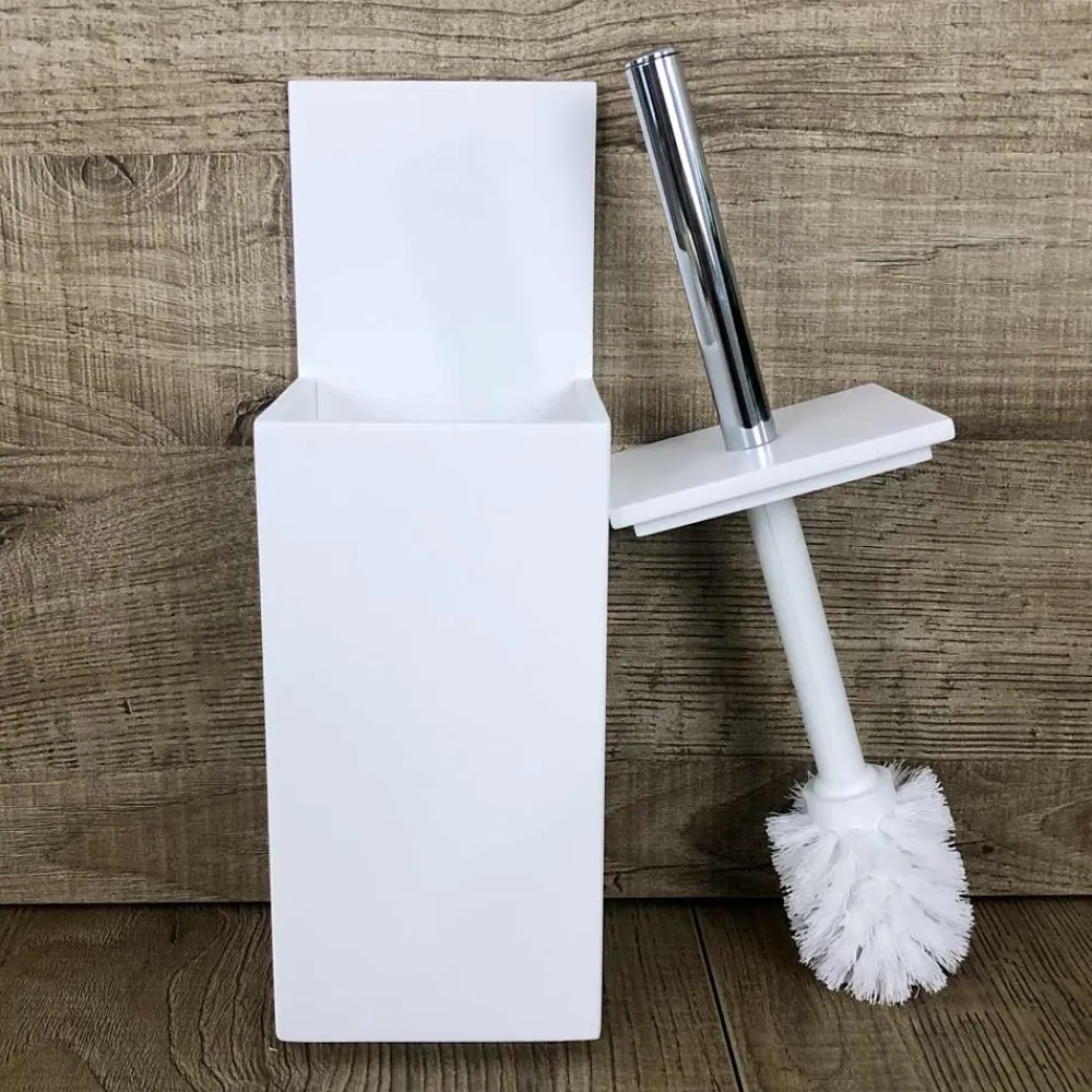 Viadurini Bathroom Badzubehör-Toilettenbürstenhalter aus weißem Corian oder mit schwarzem Einsatz Made in Italy - Elono