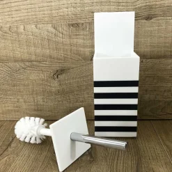 Viadurini Bathroom Badzubehör-Toilettenbürstenhalter aus weißem Corian oder mit schwarzem Einsatz Made in Italy - Elono