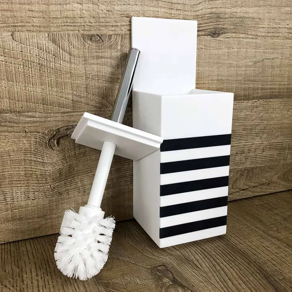 Viadurini Bathroom Badzubehör-Toilettenbürstenhalter aus weißem Corian oder mit schwarzem Einsatz Made in Italy - Elono