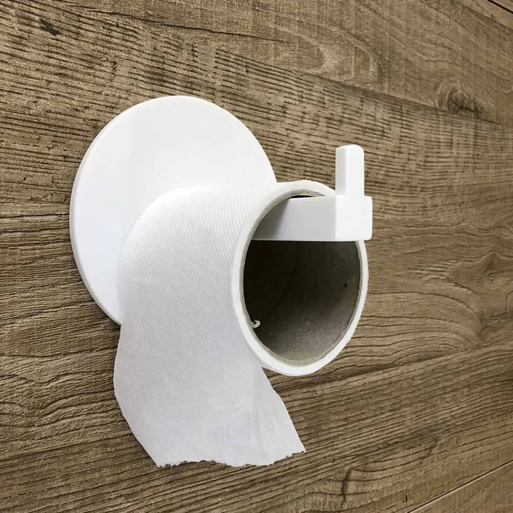 Viadurini Bathroom Toilettenpapierhalter-Toilettenpapierhalter aus weißem Corian oder mit schwarzem Einsatz, Made in Italy - Elono