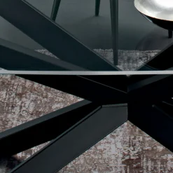 Viadurini Living Esstische-Tonnenförmiger Esstisch aus Glas und Stahl, hergestellt in Italien – Cave