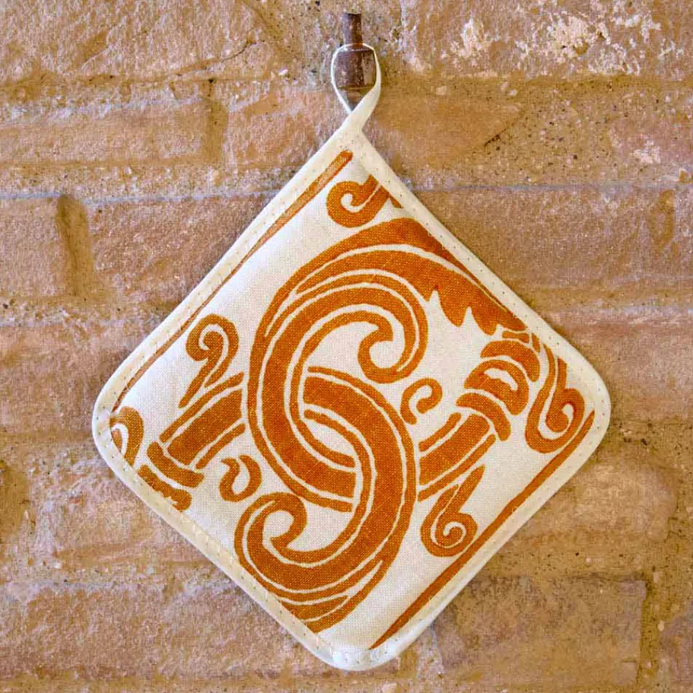 Viadurini by Marchi 1633 Küchenzubehör-Topflappen italienischer Kunst aus reinem Leinen mit Handabdruck Unikat, 6 Stück