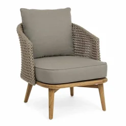 Viadurini in the Garden Holzsessel-Tortora Gartensessel aus Aluminium, Holz und Homemotion Stoff - Luana