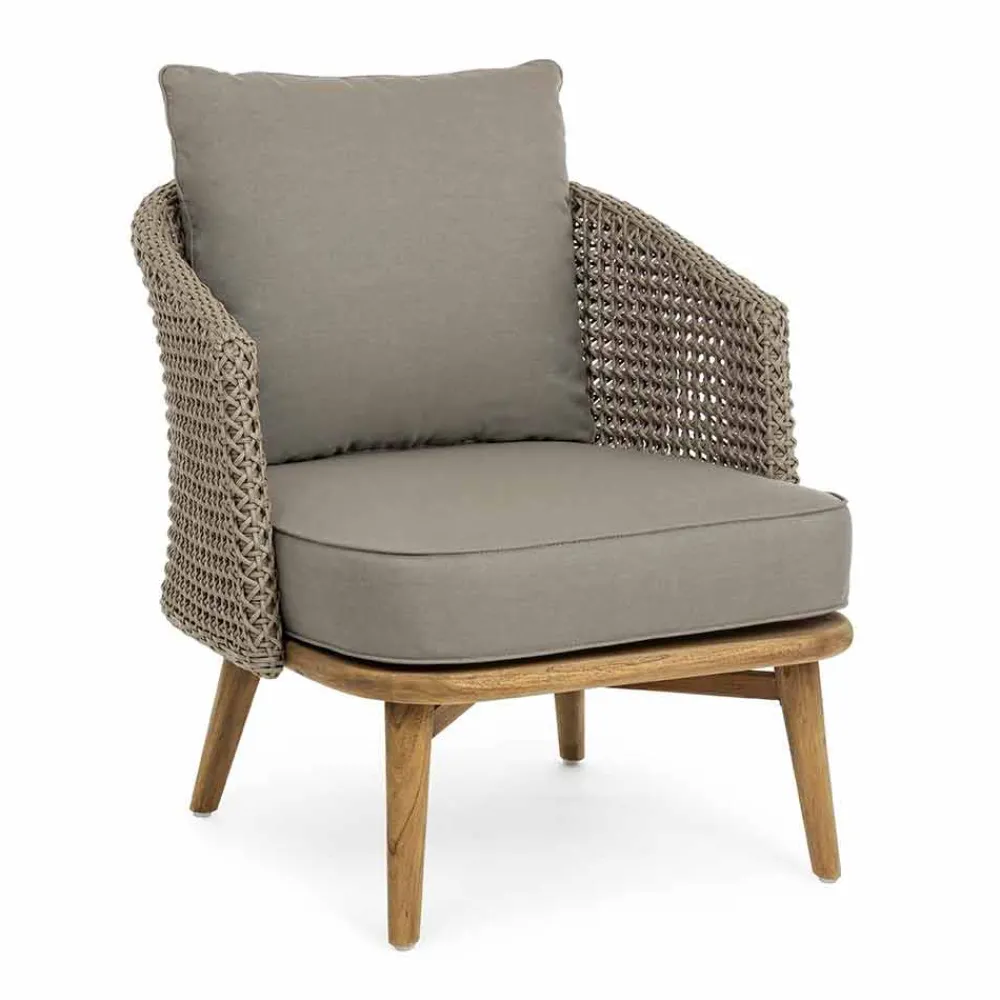 Viadurini in the Garden Holzsessel-Tortora Gartensessel aus Aluminium, Holz und Homemotion Stoff - Luana