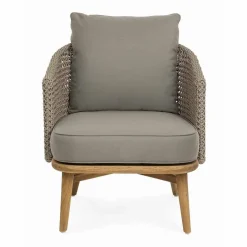 Viadurini in the Garden Holzsessel-Tortora Gartensessel aus Aluminium, Holz und Homemotion Stoff - Luana