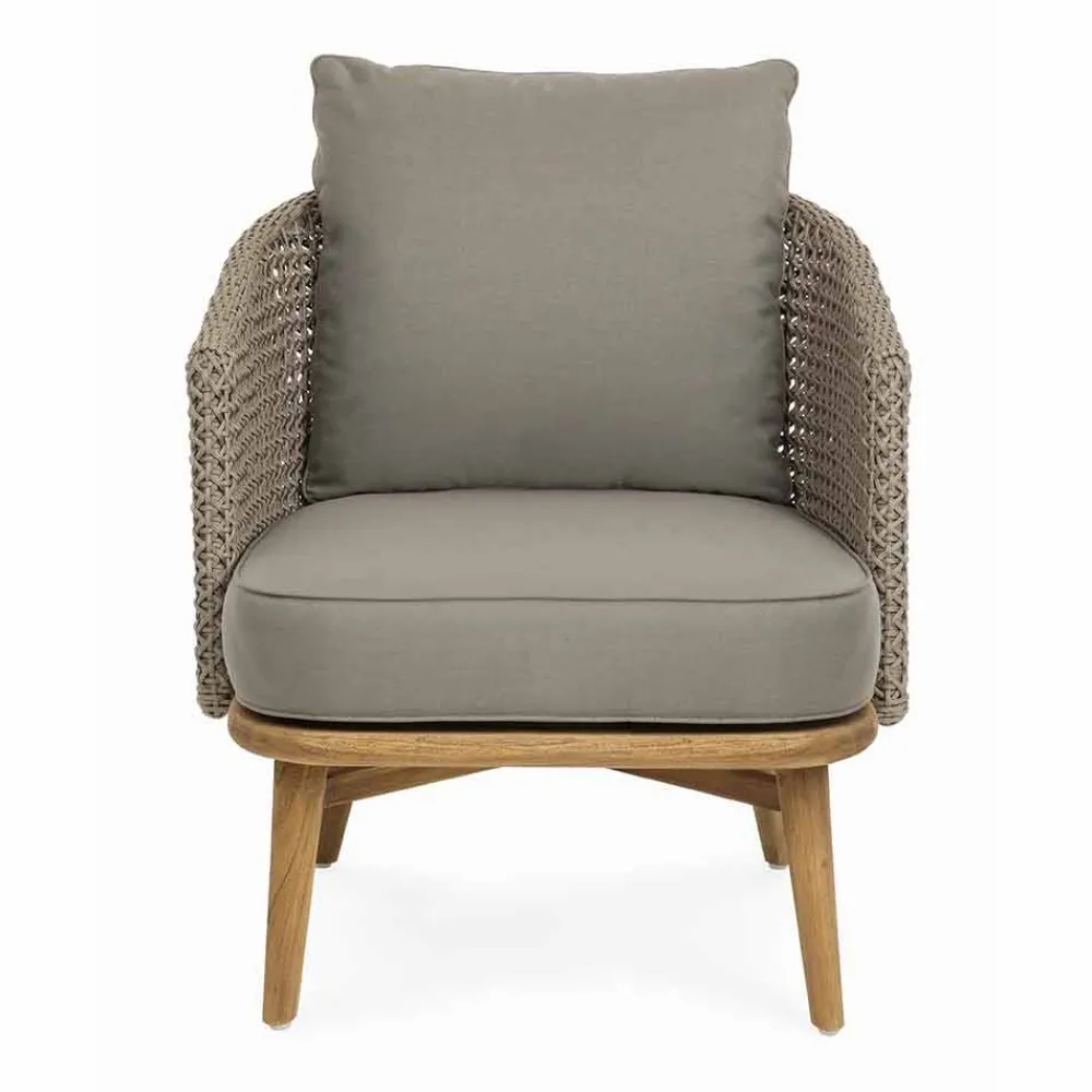 Viadurini in the Garden Holzsessel-Tortora Gartensessel aus Aluminium, Holz und Homemotion Stoff - Luana