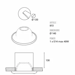 Toscot Vintage Deckenleuchten-Battersea Einbaustrahler Ø14 cm, hergestellt in Toskana