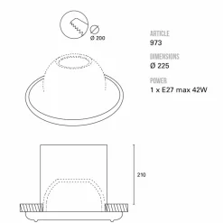Toscot Vintage Deckenleuchten-Battersea Einbaustrahler groß Ø22,5 cm Made in Toskana