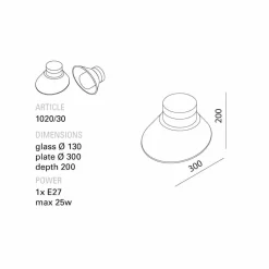 Toscot Vintage Wandleuchten-Chapeau! Wandlampe / Deckenleuchter made in Italy