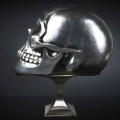 Viadurini Living Deko Artikel Und Wohnaccessoires-Totenkopf-Statue aus Silberkeramik Made in Italy - Skull