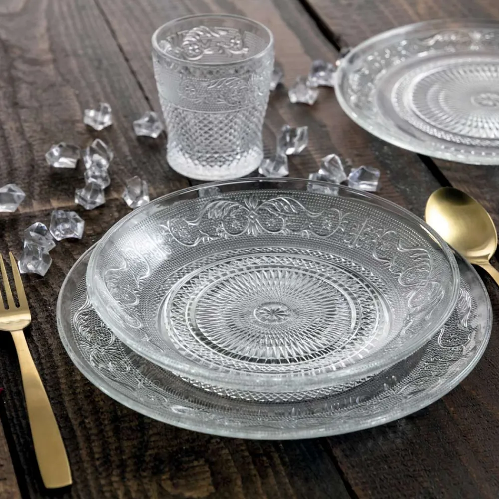 Viadurini Kitchen Teller Set-Transparente Glasteller Luxury Classic Decor 18-teilig - Palazzo
