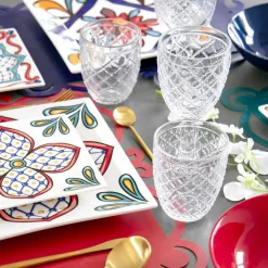 Viadurini Kitchen Gläser Set-Transparente Glaswassergläser mit geschnitzten Verzierungen 12 Stück - Rocca