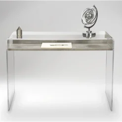 Viadurini Living Design Schreibtische-Transparente Konsole aus Plexiglas mit Designer-Holzregal – Carducci