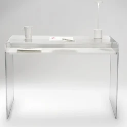 Viadurini Living Design Schreibtische-Transparente Konsole aus Plexiglas mit Designer-Holzregal – Carducci