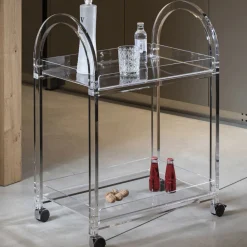 Viadurini Living Küchenzubehör-Transparenter Acryl-Kristallwagen mit Rollen und Ablage - Arketipo