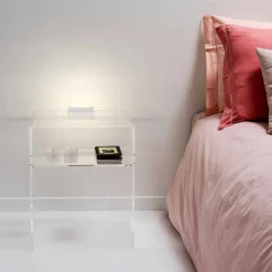 Viadurini Living Nachttische-Transparenter Nachttisch mit LED-beleuchtbarem Touch-Licht Adelia