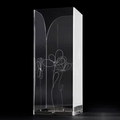 Viadurini Decor Regenschirmständer Design-Transparenter Schirmständer aus Kunststoff mit gravierten, stilisierten Blättern - Florino
