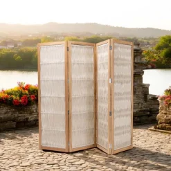 Viadurini in the Garden Gartenideen-Trennwand für den Außenbereich aus Teakholz, Aluminium und Seilgeflecht - Vision