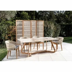 Viadurini in the Garden Gartenideen-Trennwand für den Außenbereich aus Teakholz, Aluminium und Seilgeflecht - Vision