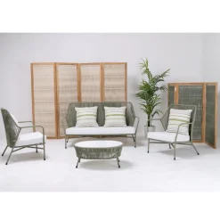 Viadurini in the Garden Gartenideen-Trennwand für den Außenbereich aus Teakholz, Aluminium und Seilgeflecht - Vision